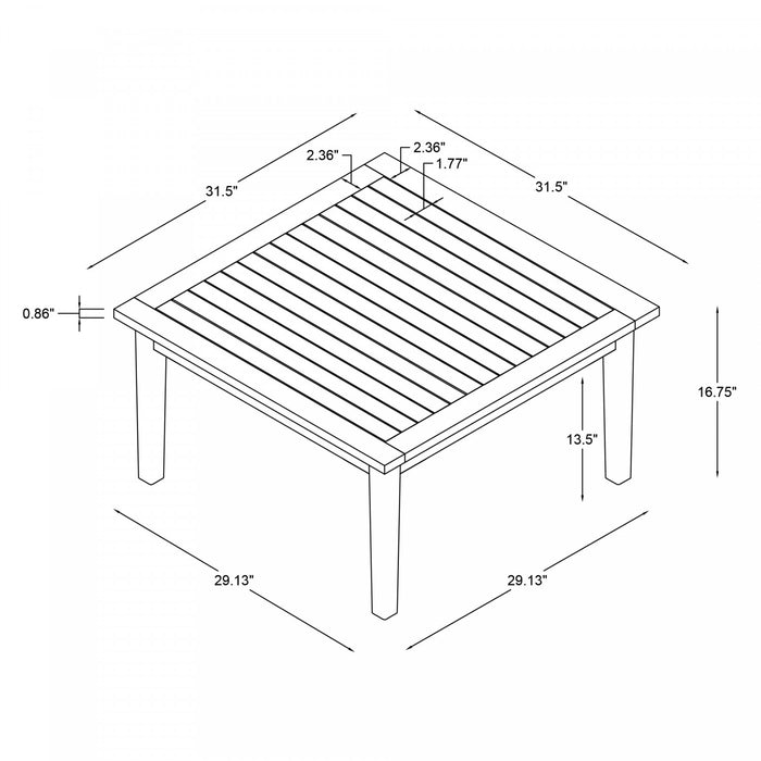 Teagon Square Outdoor Patio Coffee Table - Natural