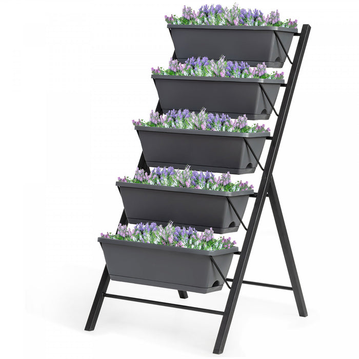 Costway Set Of 2 4 Ft Vertical Raised Garden Bed 5-tier Planter Box For Patio Balcony