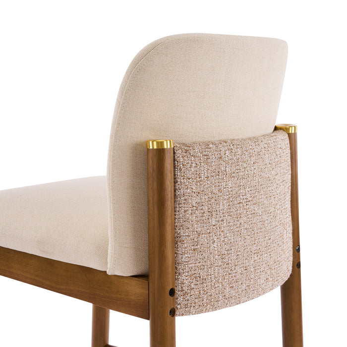 Lois Rubber Wood Counter Stool Set of 2 with Upholstered Seat and Footrest,Beige