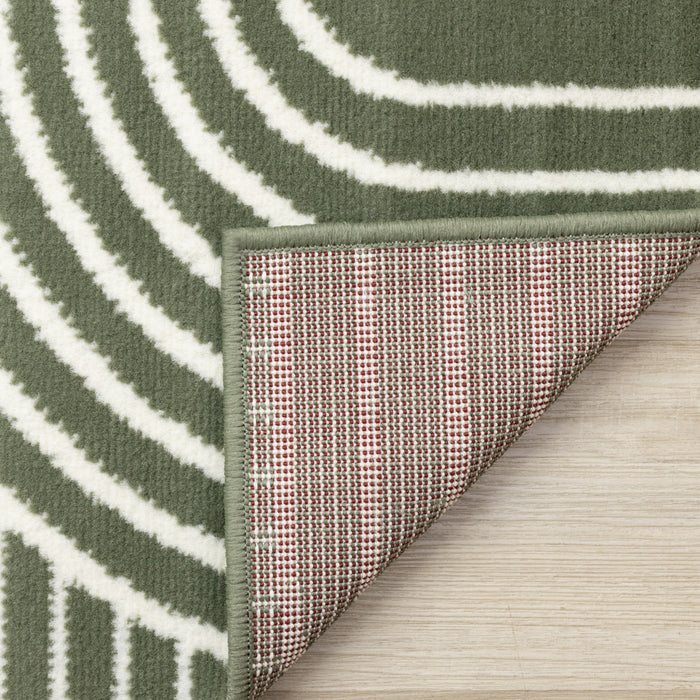 Florence Green White Modern Geometric Arches Rug, 6'7\" x 9'6\" Indoor Area Rug