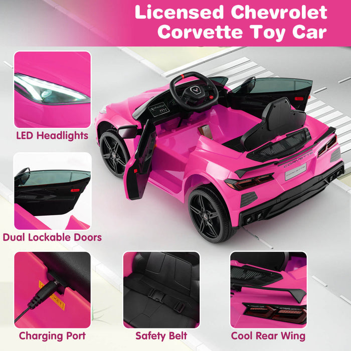 Costway 12v Electric Kids Ride On Car With Remote Control Wireless Connection Lights Pink