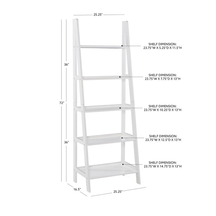 Acadia Ladder Bookcase - White