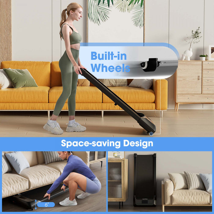 Superfit 0.6-3.8mph Walking Pad Under Desk Treadmill With Remote Control And Led Display Black