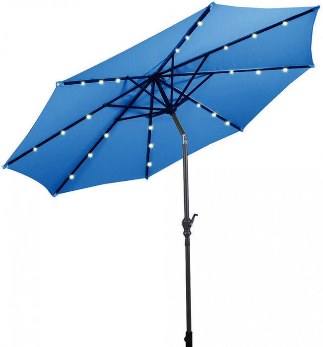 Costway 10ft Solar Lights Patio Umbrella Outdoor W/ 50 LBS Movable Umbrella Stand