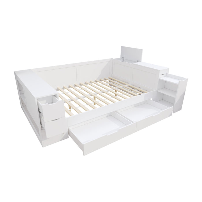 Mason Daybed with Headboard Storage and Multifunctional Storage Bed Frame,Full Size,White