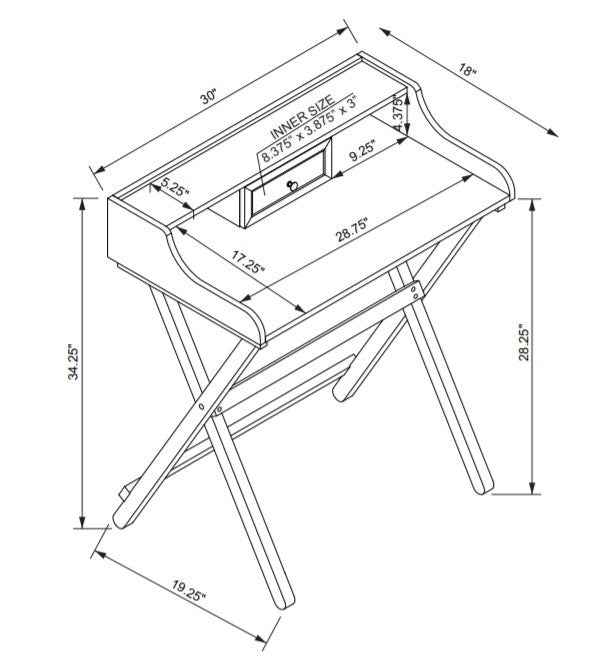 Coy Folding Desk - Grey