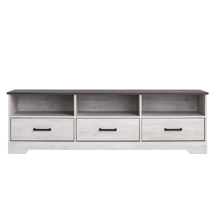 Prepac Rustic Ridge 66\" TV Stand - Washed White