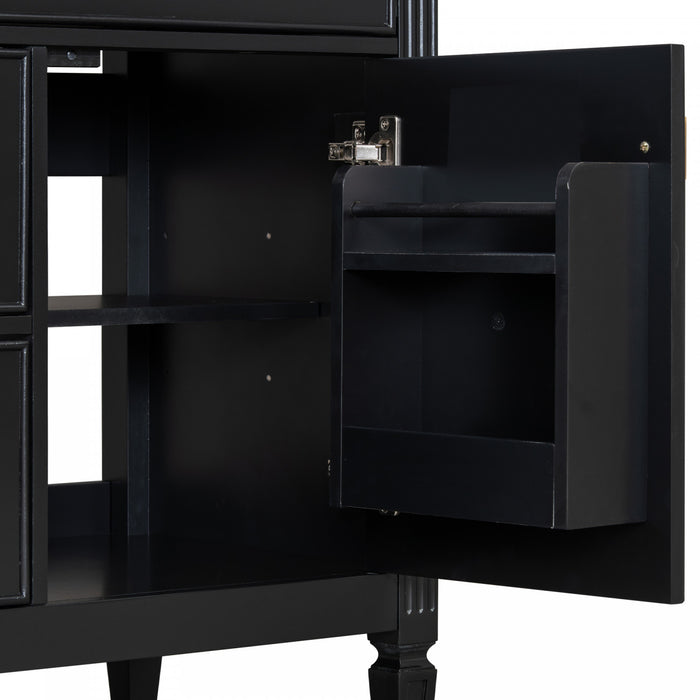 Olivia 30\" Bathroom Vanity with Ceramic Sink and Solid Rubberwood, Black