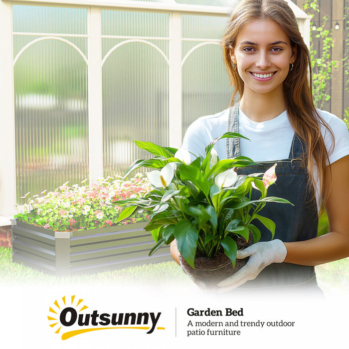 Outsunny 8x2x1ft Raised Garden Bed Large Galvanized Elevated Planter Box