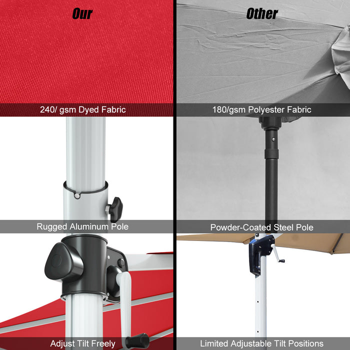 Costway 11' Patio Cantilever Offset Umbrella 360 degrees Rotation Aluminum Tilt Red