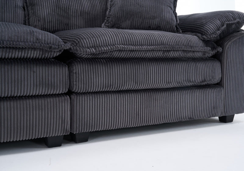 Liam 84.6\" Comfortable Cloud Modular Sofa with Corduroy Upholstered,Grey