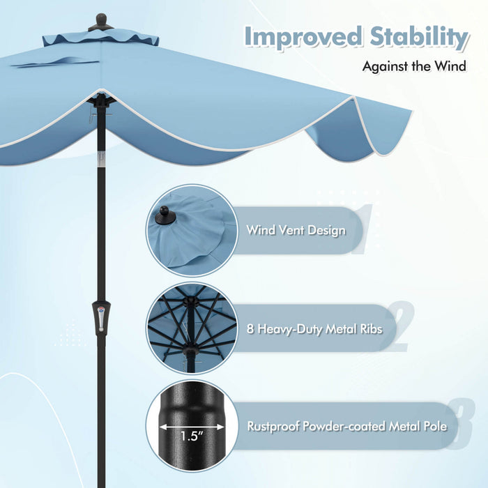 Costway 9 FT Patio Umbrella 2-Tier Market Table Umbrella with Crank Handle & 8 Ribs Navy