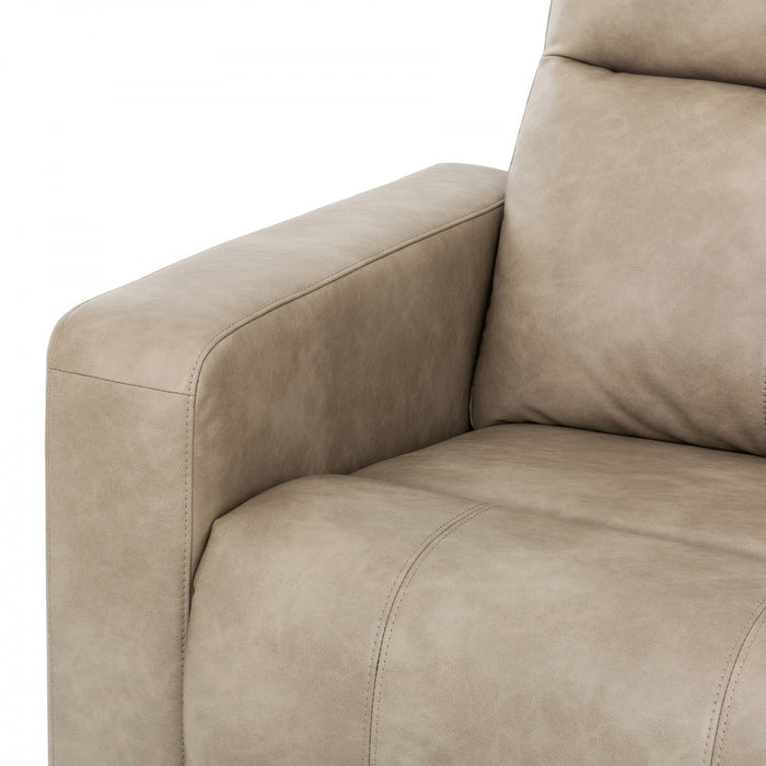 Denton 81 in. Faux Leather Manual Reclining Sofa - Taupe