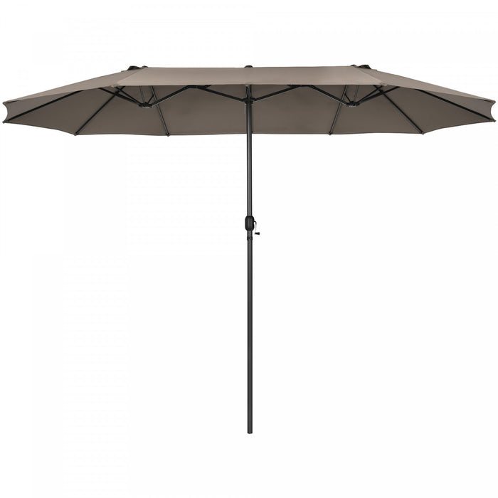 Costway 15FT Patio Double-Sided Umbrella Crank Outdoor Garden Market Sun Shade Coffee