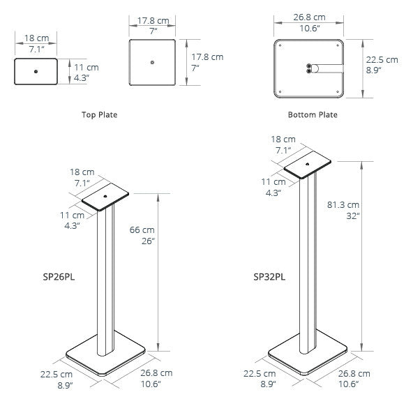 Kanto SP26PL 26\" Bookshelf Speaker Swiveling Floor Stands - Pair, White