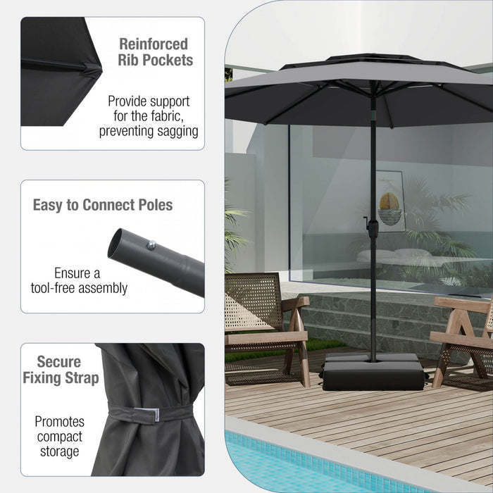 Costway 10 ft 3-tier Vented Patio Umbrella Large Market Table Umbrella Outdoor Sun Shade Gray