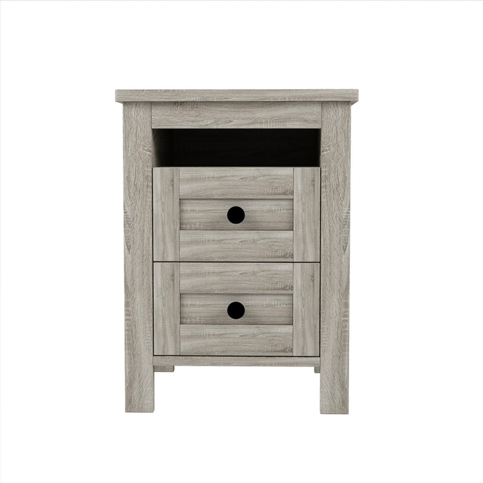 Madison Bedroom Set Farmhouse Platform Bed with Storage and Charging Station,Full Size，Grey Full Bed