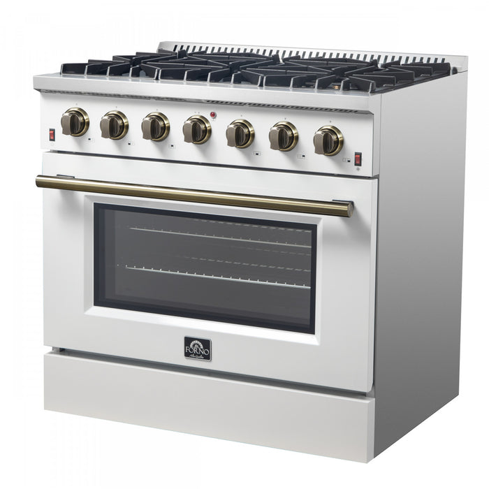 Forno Galiano 36-inch Gas Range in White, 5.36 cu.ft. - FFSGS6244-36WHT