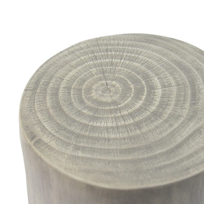 Elio 16.75\" Rustic Hollow Tree-Stump MGO Accent Table, Pet-Friendly Indoor Side Table, Grey