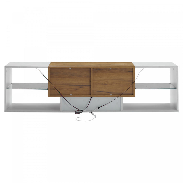 Lucas Modern TV Stand for 70 Inch TVs with Storage Drawers and LED Lighting,White