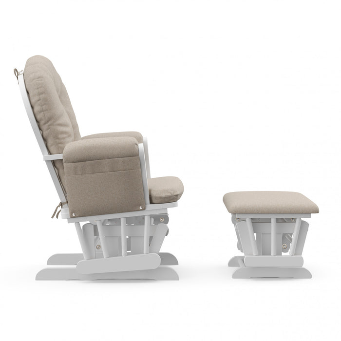 Storkcraft Hoop Glider and Ottoman - White/Taupe Swirl