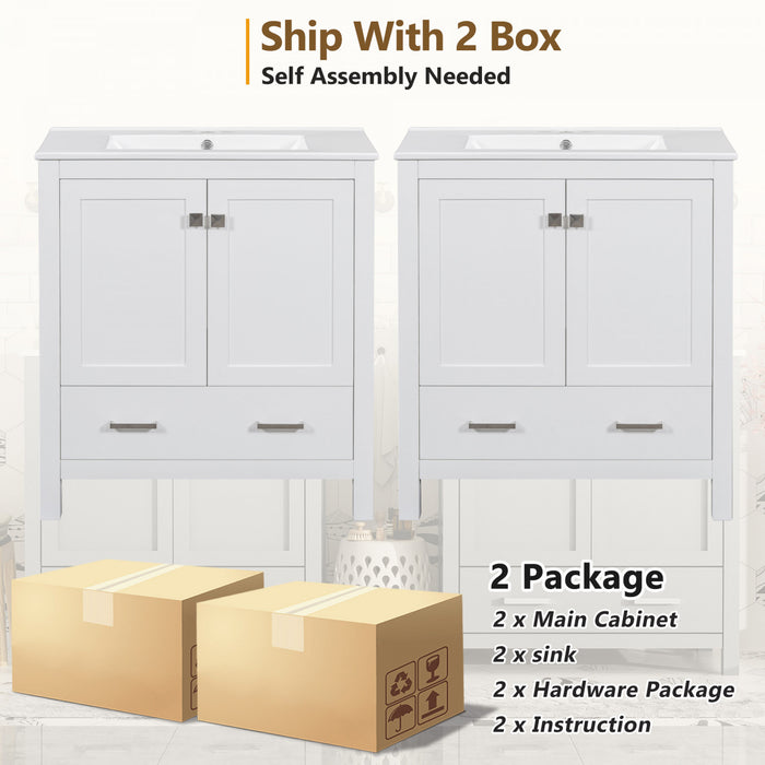 Solstice 60 Inch Single Sink Bathroom Vanity with Soft-Close Doors and Drawer, White