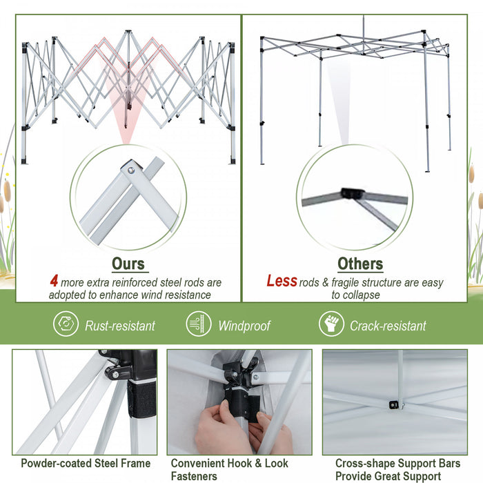 Costway 2-tier 10' X 10' Pop-up Canopy Tent Instant Gazebo Adjustable Carry Bag With Wheel