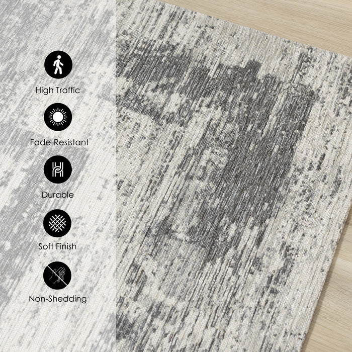Kylie Grey Faded Borders Rug, 5'1\" x 7'7\" Indoor Area Rug
