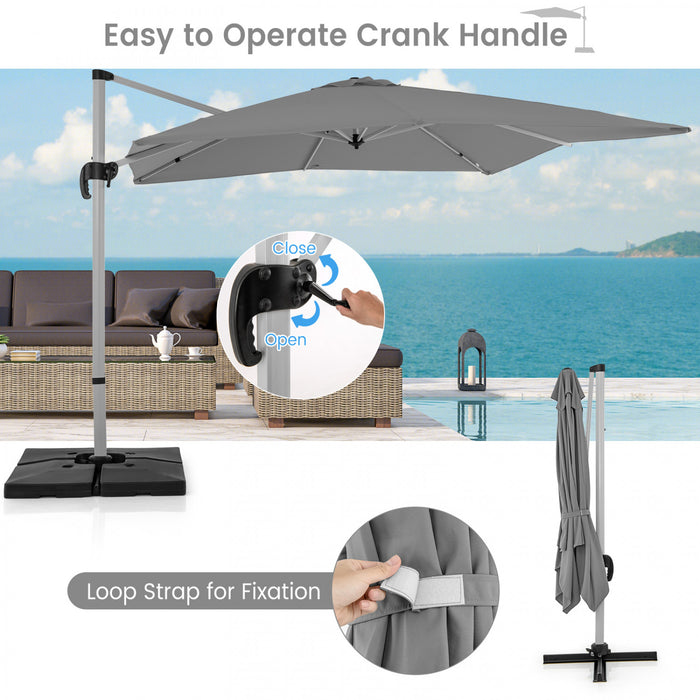 Costway 10 FT Patio Cantilever Umbrella Outdoor Aluminum Hanging Offset Umbrella w/ 360° Rotation Grey