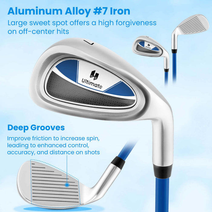 Ultimate Junior Golf Club Set For Children Includes 165cc #3 Fairway Wood & #7 Iron Blue