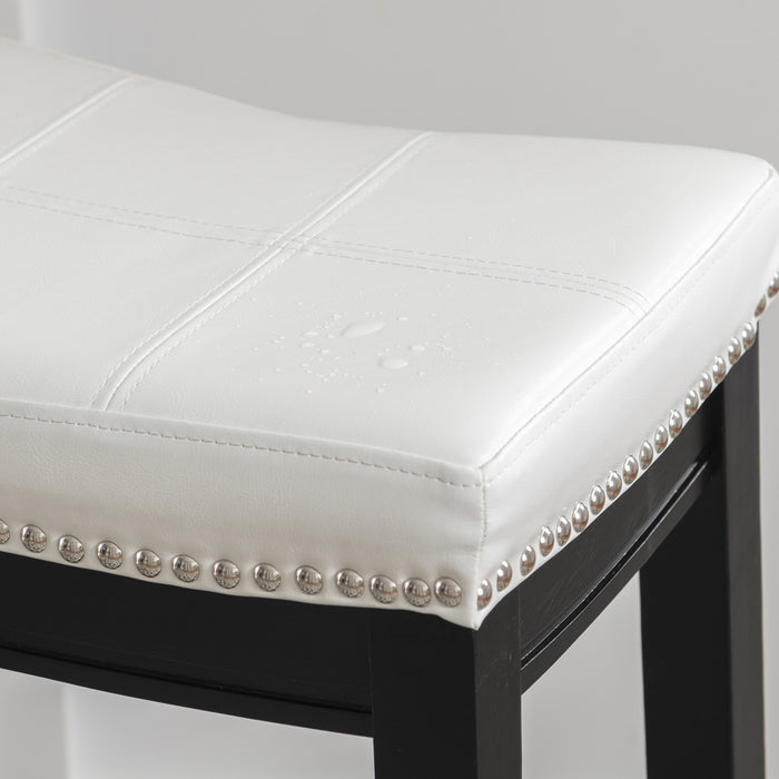 Claridge Faux Leather Backless Counter-Height Stool - Black and White