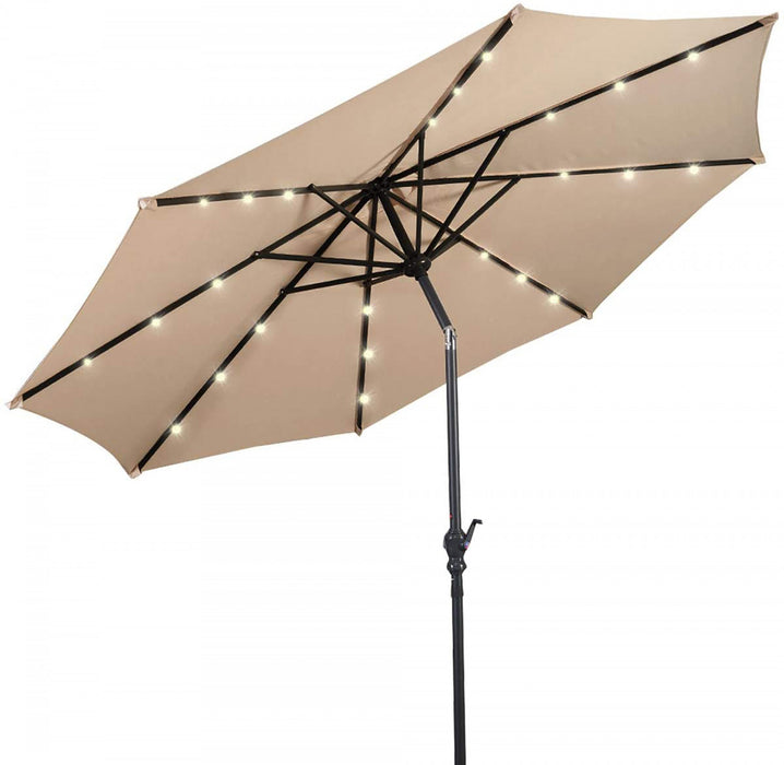 Costway 10ft Solar Lights Patio Umbrella Outdoor W/ 50 LBS Movable Umbrella Stand