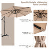 Costway 10FT Cantilever Solar Powered 32LED Lighted Patio Offset Umbrella Outdoor Beige