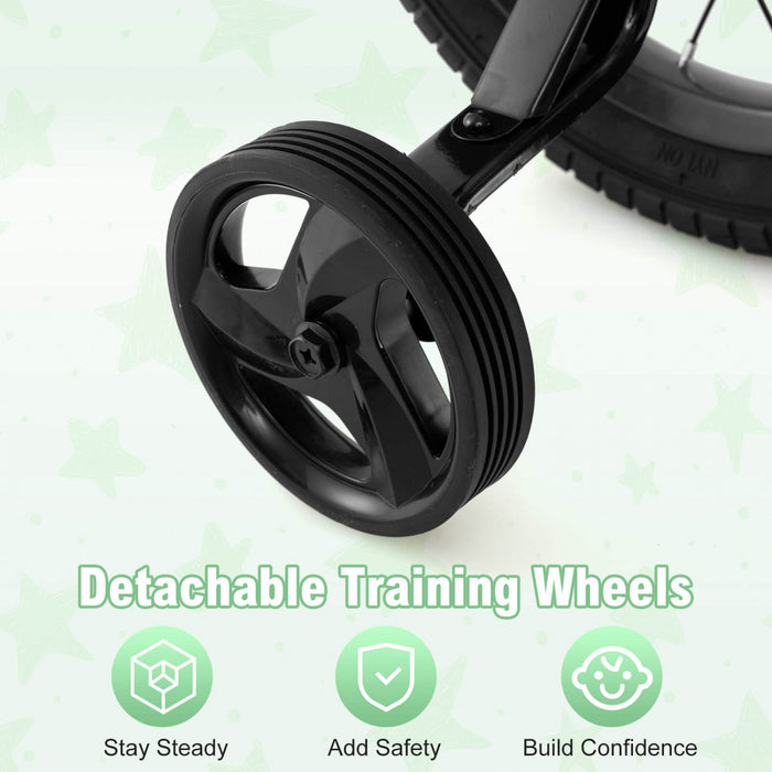 Costway 14\" Kid's Bike With Training Wheels Adjustable Handlebar & Seat Handbrake Silver