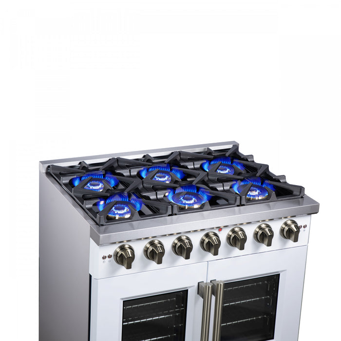 Forno Capriasca 36\" White Gas Range 5.36 cu.ft -FFSGS6460-36WHT