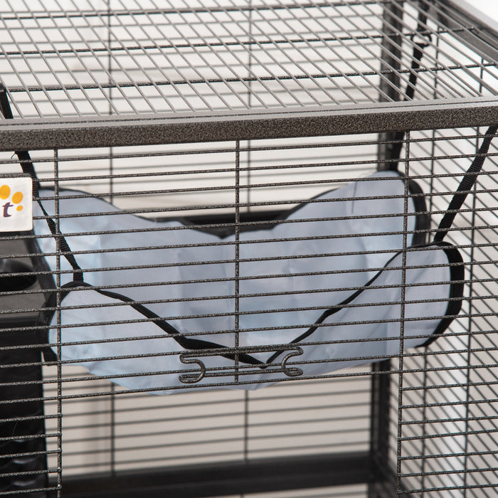 Pawhut 4-tier Rolling Small Animal Cage Pet Mink Chinchilla Small Cat Hutch Pet Play House With Hammock Platform, Ramp,removable Tray For Pet Mink, Chinchilla, Small Cat
