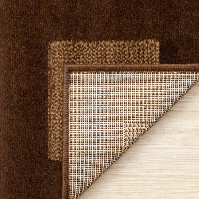 Florence Brown Beige Layered Squares Rug, 5'3\" x 7'5\" Indoor Area Rug