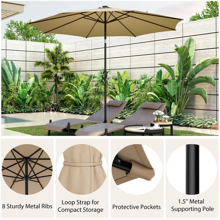 Costway 10 FT 112 LED Solar-Lighted Patio Table Market Umbrella Crank Tilt Outdoor Beige