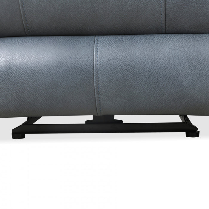 Bellamy 78 in. Leather Match Power Reclining Sofa with Adjustable Headrest and USB - Blue