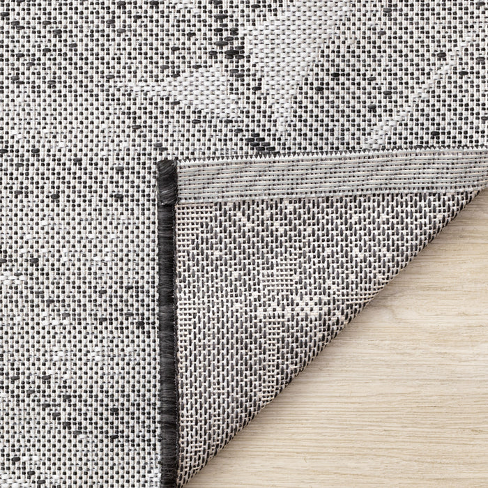 Jackson Grey White Botanical Leaves Rug, 7'10\" x 10'6\" Outdoor Area Rug