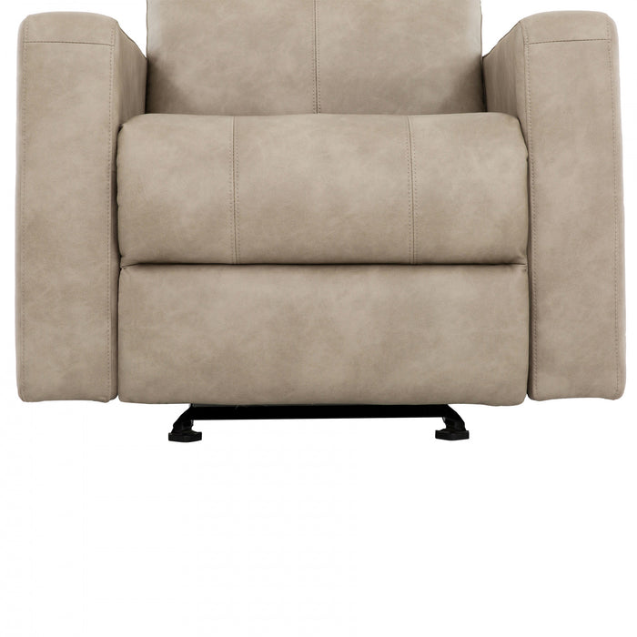 Denton 34 in. Faux Leather Manual Glider Recliner Chair - Taupe