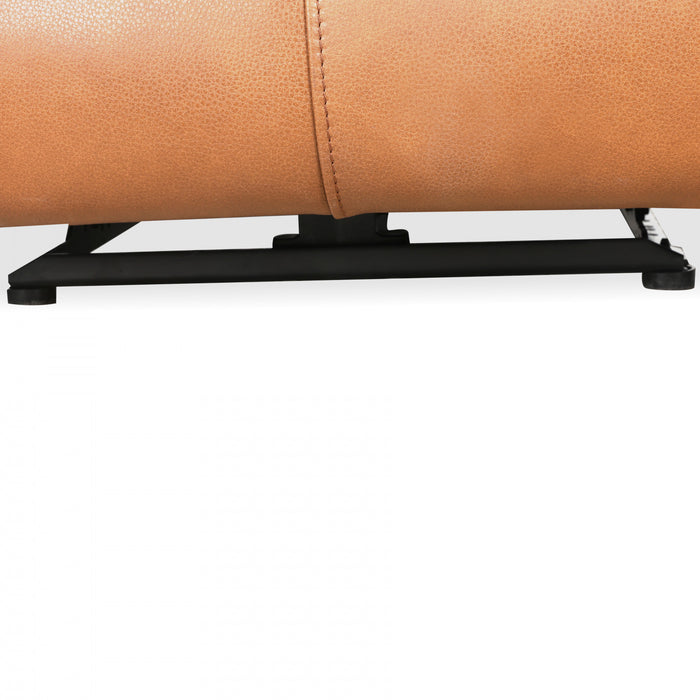 Bellamy 37 in. Leather Match Power Glider Recliner with Adjustable Headrest and USB - Cognac