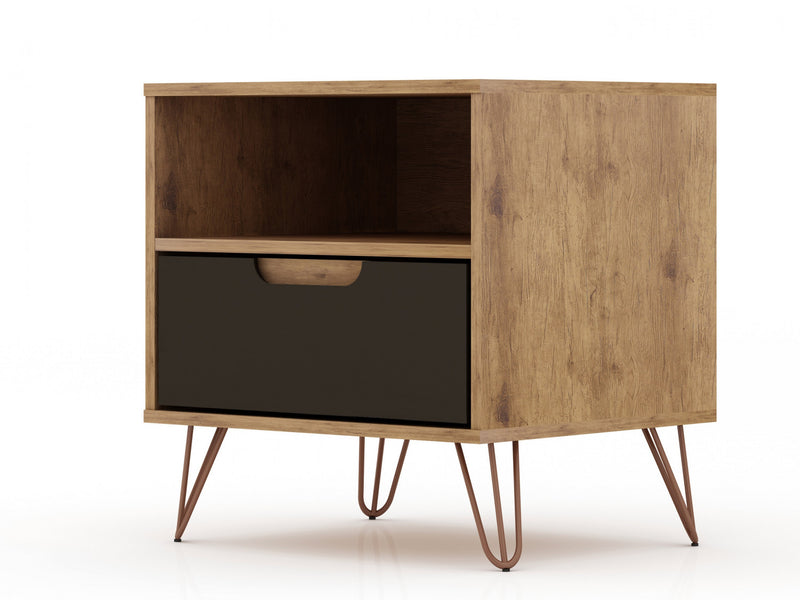 Rockefeller Mid-Century Modern 20\" Nightstand in Gray (1-Drawer) - Set of 2