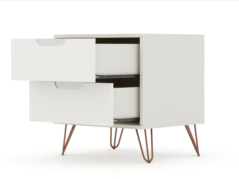 Rockefeller Mid-Century Modern 2-Piece Dresser Set in Off White