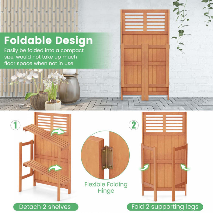 Costway Wood Potting Bench Waterproof Garden Table With 2-tier Open Storage Shelf