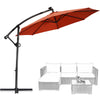 Costway 10FT Patio Offset Umbrella Solar LED 360degrees Rotation Orange