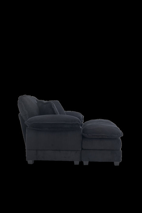 Liam 46.9\" Modern indoor corduroy sofa with 2 soft cushions ,Black Sofa