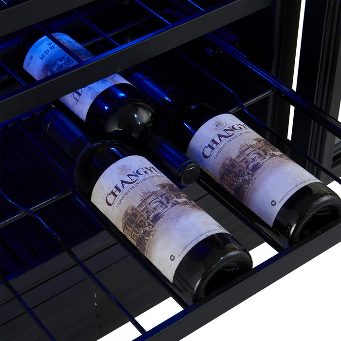 Forno Bacchino 24\" Wine Cooler, Black,51 Bottle Capacity, Built-In or Freestanding-FWCDR6634-24BLK