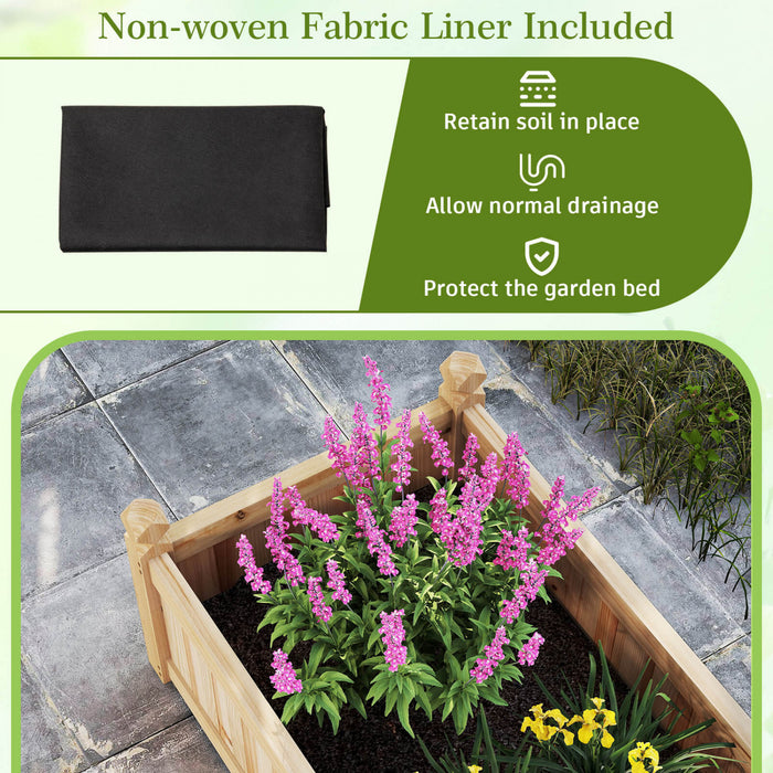 Costway Wooden Raised Garden Bed Outdoor Rectangular Planter Box Whth Drainage Holes, Natural