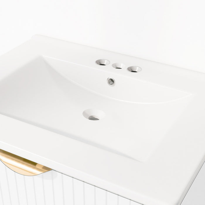 Jasper 24 Inch Modern Wall-Mounted Bathroom Vanity with Drawers, White